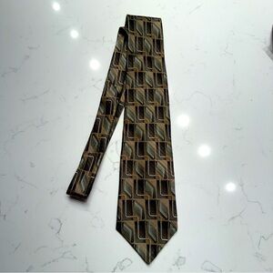 Arrow Geometric Tie - Green, Black and Gold